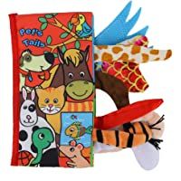 Hztyyier Bebé Paño Suave Libro Infantil Animal Puzzle Aprendizaje Libro Niño de Dibujos Animados Libro de Cola Máquina…